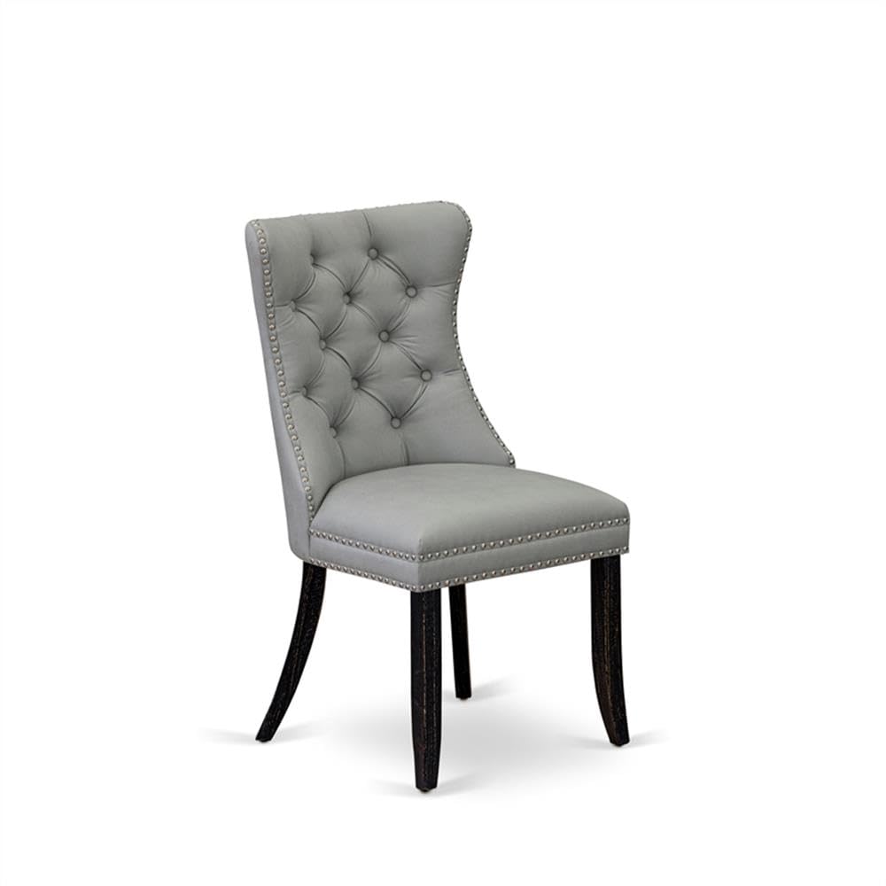 Sand Blasted Black Acacia Wood Dining Chair Set of 2 K7410