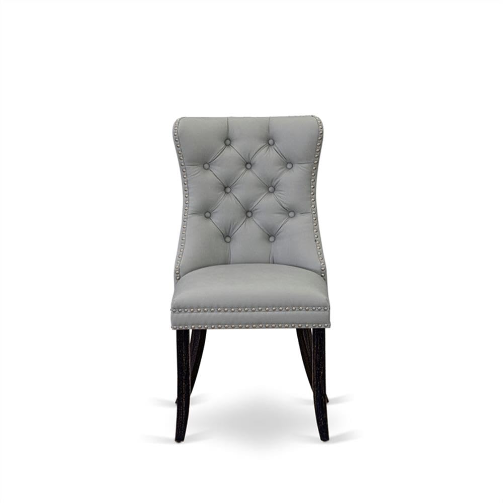 Sand Blasted Black Acacia Wood Dining Chair Set of 2 K7410
