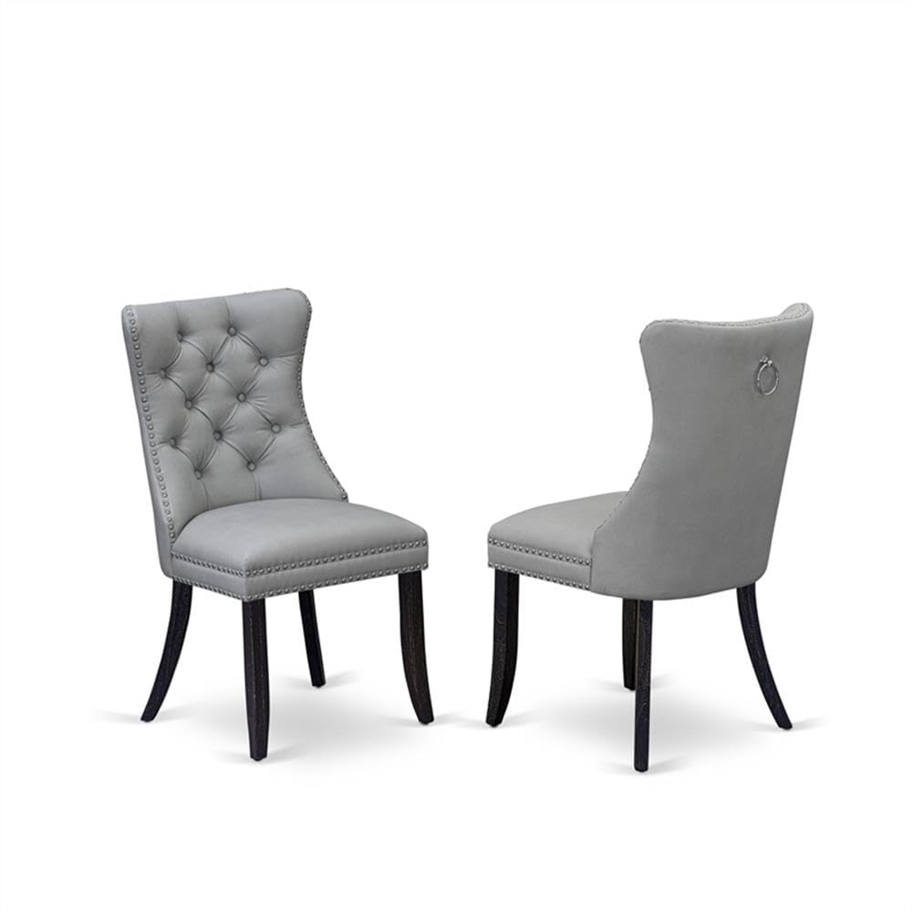Sand Blasted Black Acacia Wood Dining Chair Set of 2 K7410