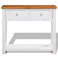 Solid Oak Wood Console Table with 2 Drawers and Shelf W25939