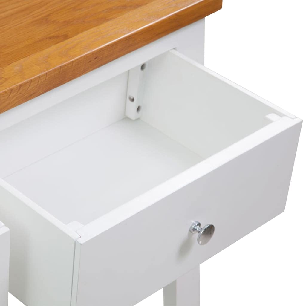 Solid Oak Wood Console Table with 2 Drawers and Shelf W25939