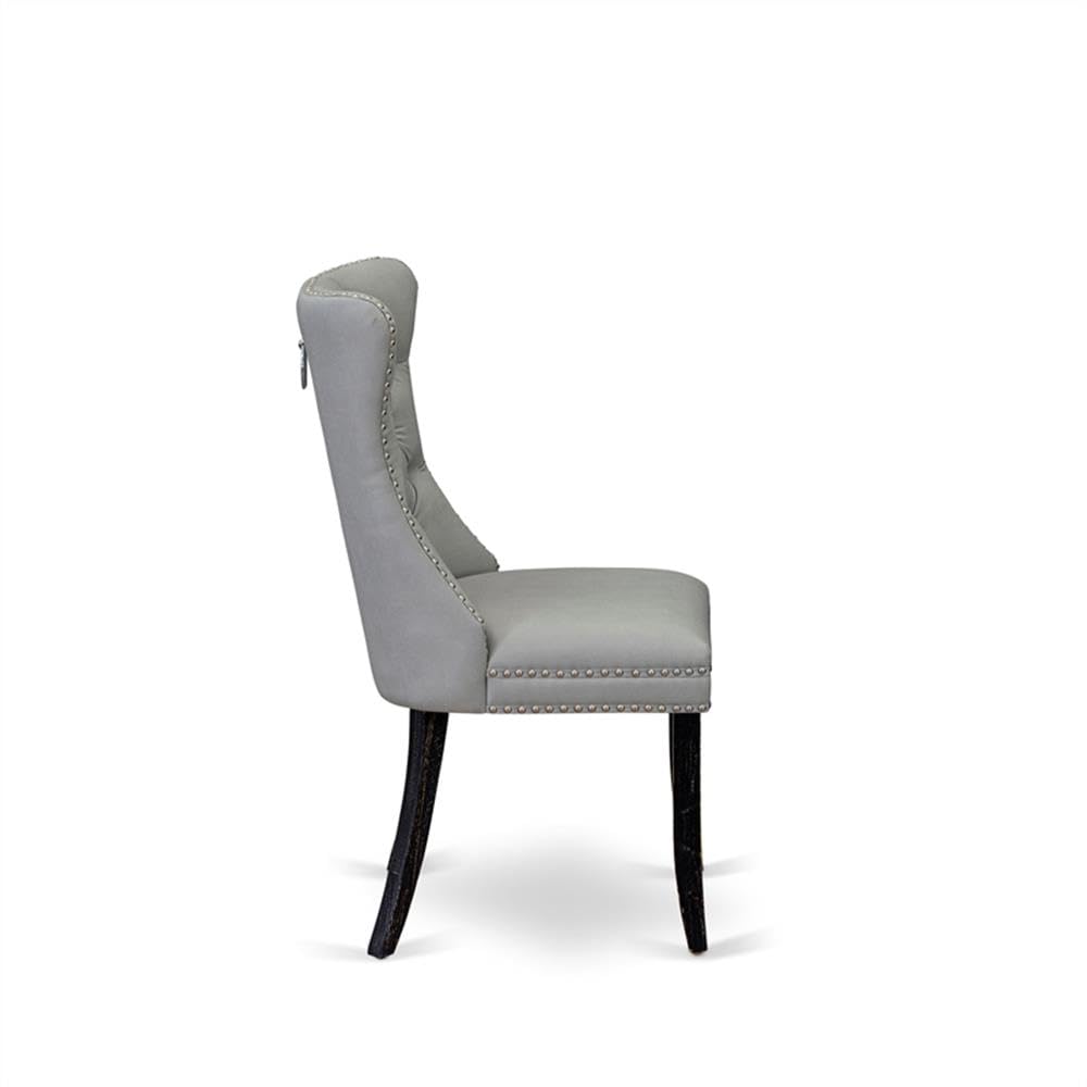 Sand Blasted Black Acacia Wood Dining Chair Set of 2 K7410