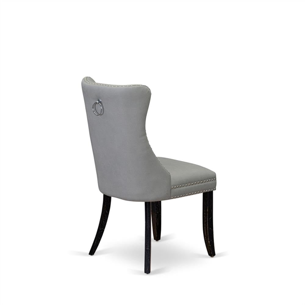 Sand Blasted Black Acacia Wood Dining Chair Set of 2 K7410