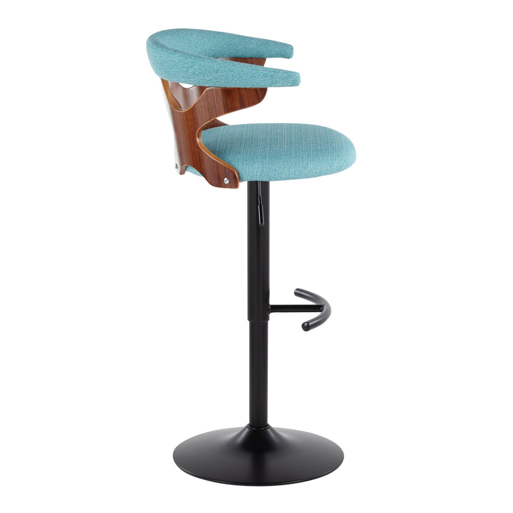 Adjustable Barstool with Metal Wood and Fabric 2-Piece Set P7258
