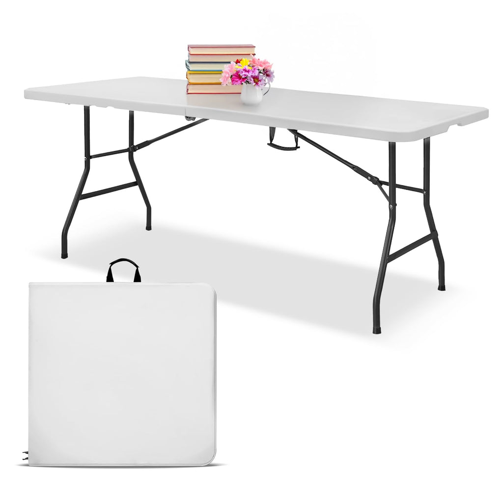 White 6ft Folding Table with Handle V733427