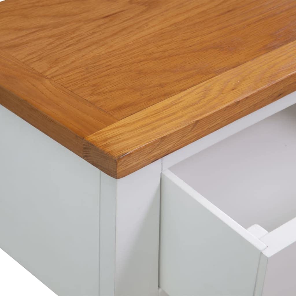 Solid Oak Wood Console Table with 2 Drawers and Shelf W25939