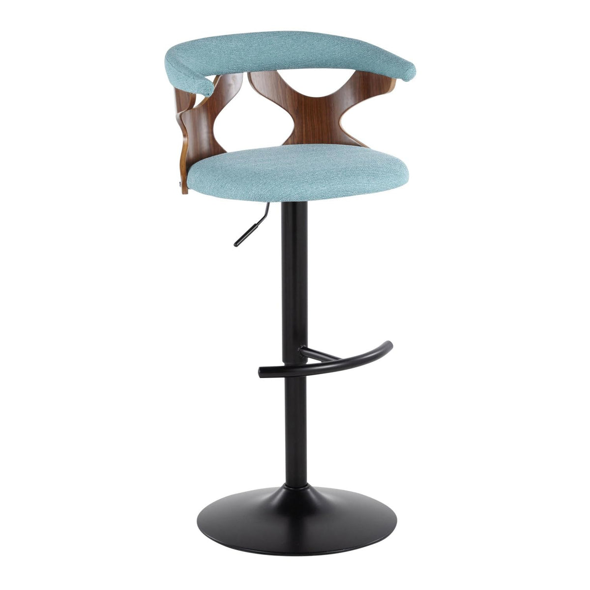 Adjustable Barstool with Metal Wood and Fabric 2-Piece Set P7258