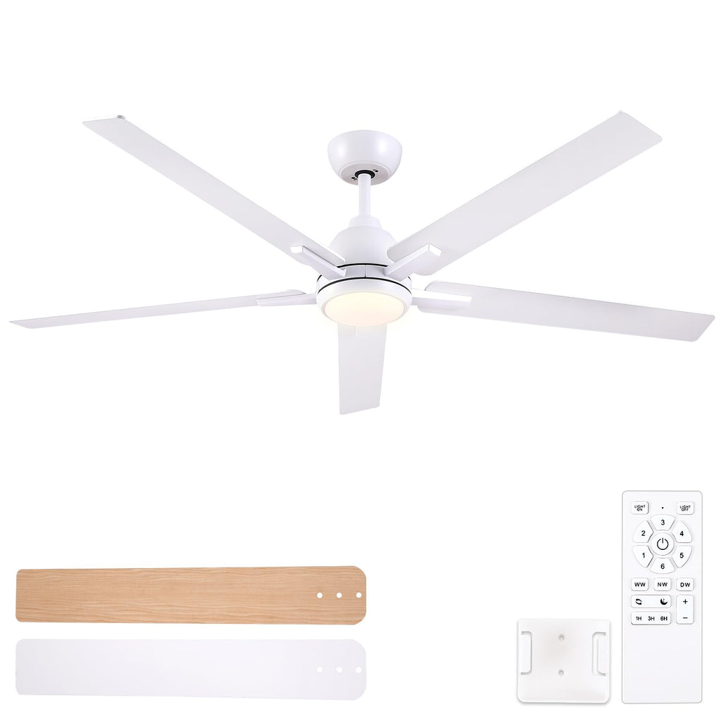 60 Inch White Ceiling Fan with Light & Remote S516