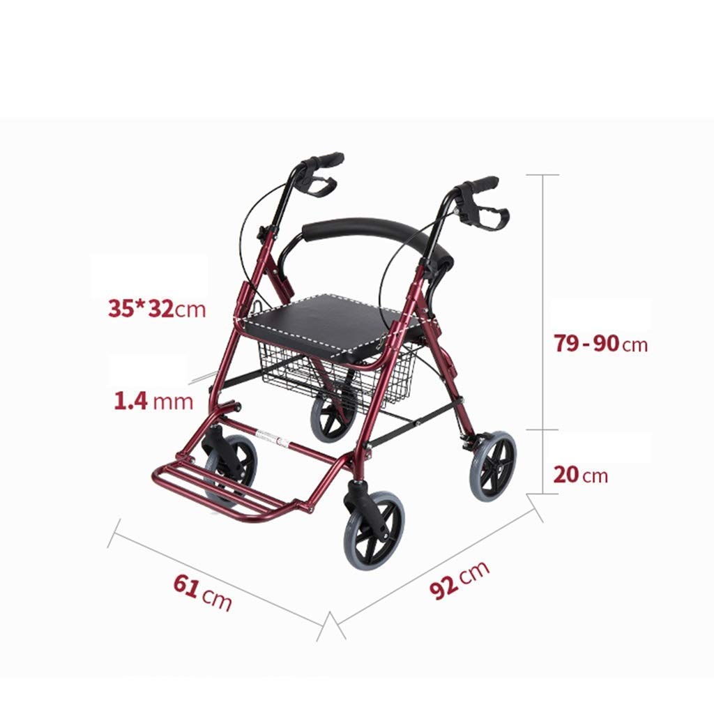 4 Wheeled Folding Rollator Walker with Padded Seat and Backrest W237005