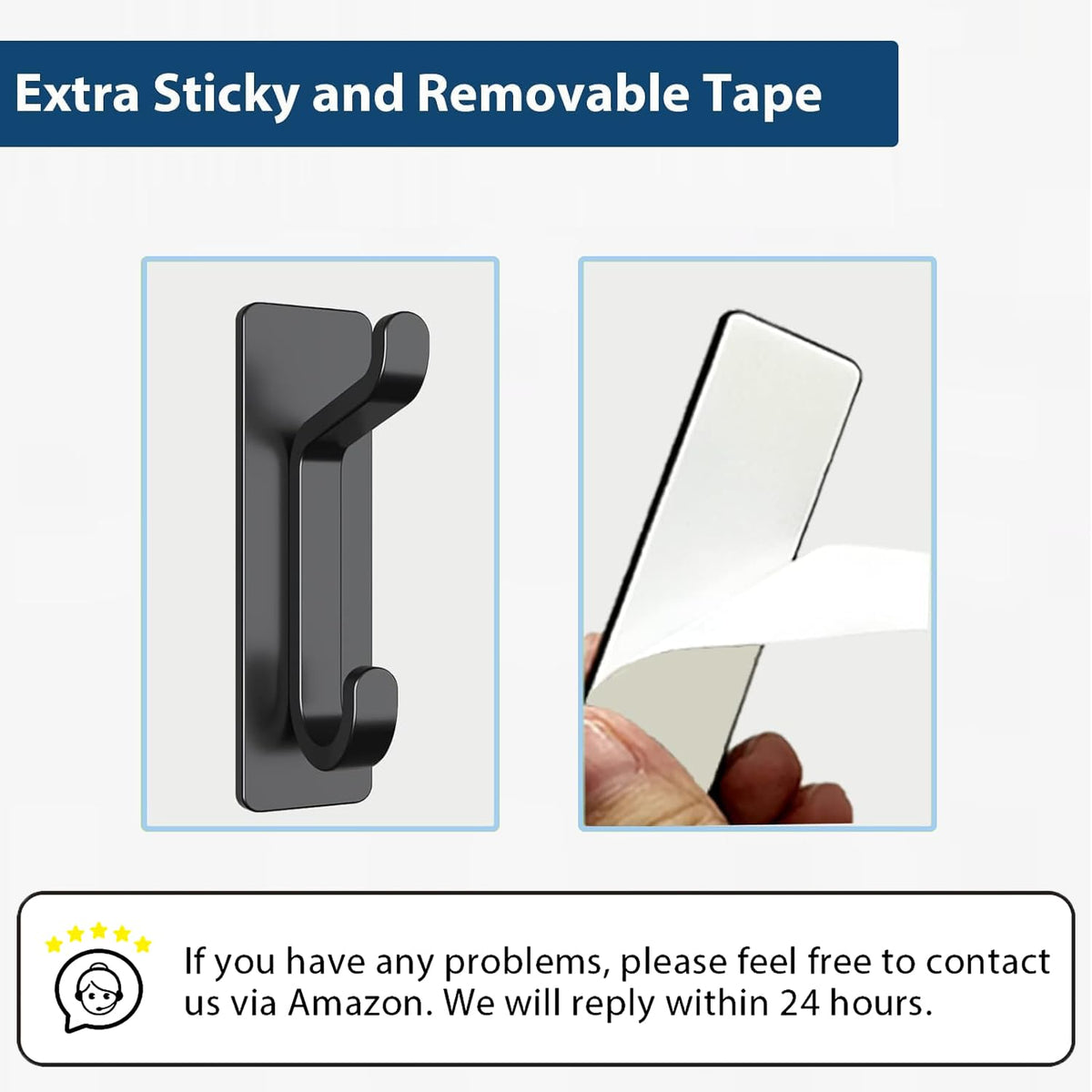 Black 4 Pack Stick-on Hooks Y755
