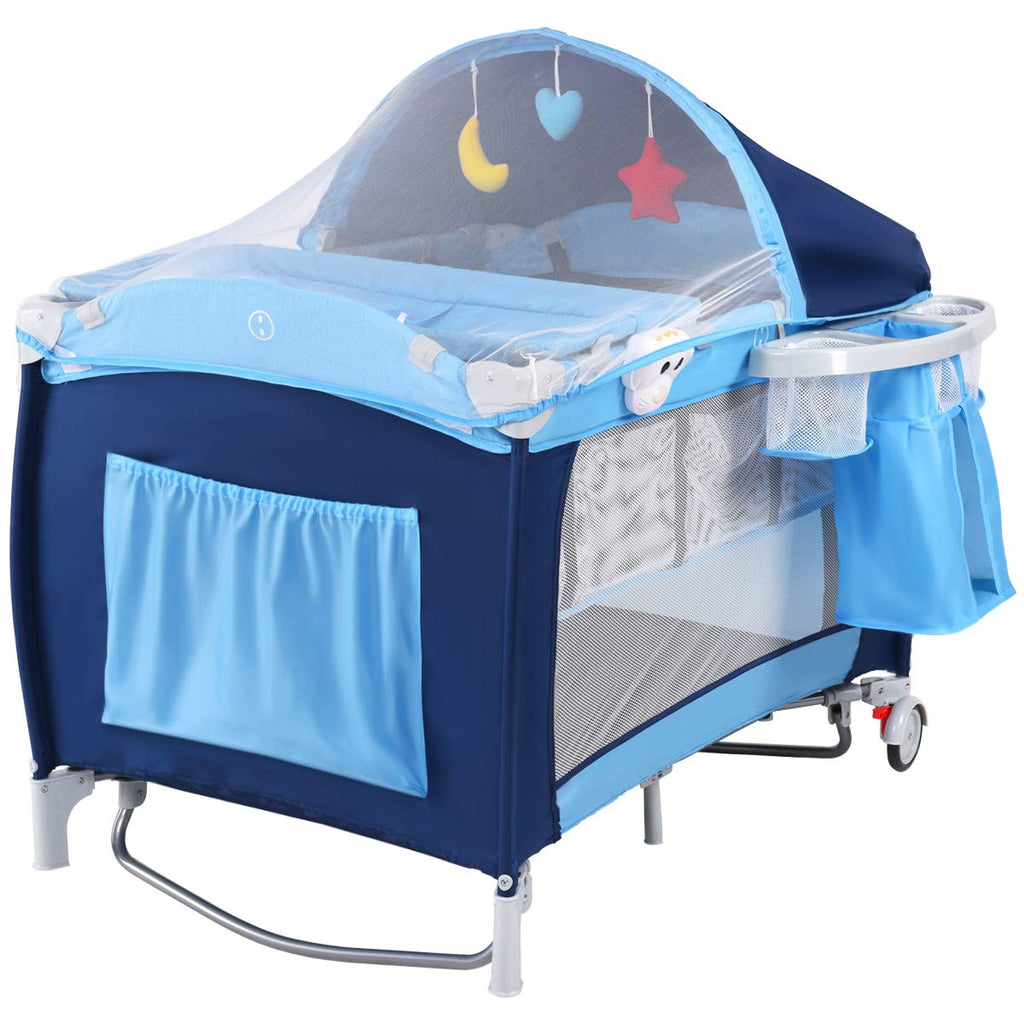4-in-1 Portable Baby Playard with Bassinet and Changing Table E2452