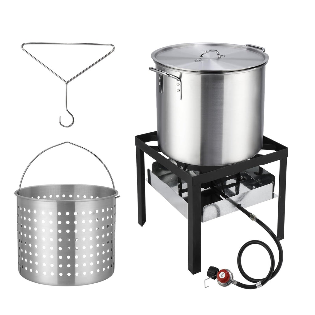 60QT Aluminum Seafood Boil Pot with Basket O4921