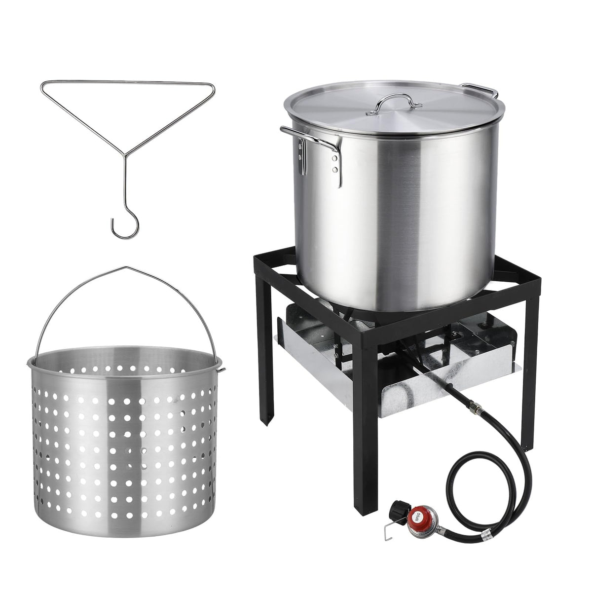60QT Aluminum Seafood Boil Pot with Basket O4921