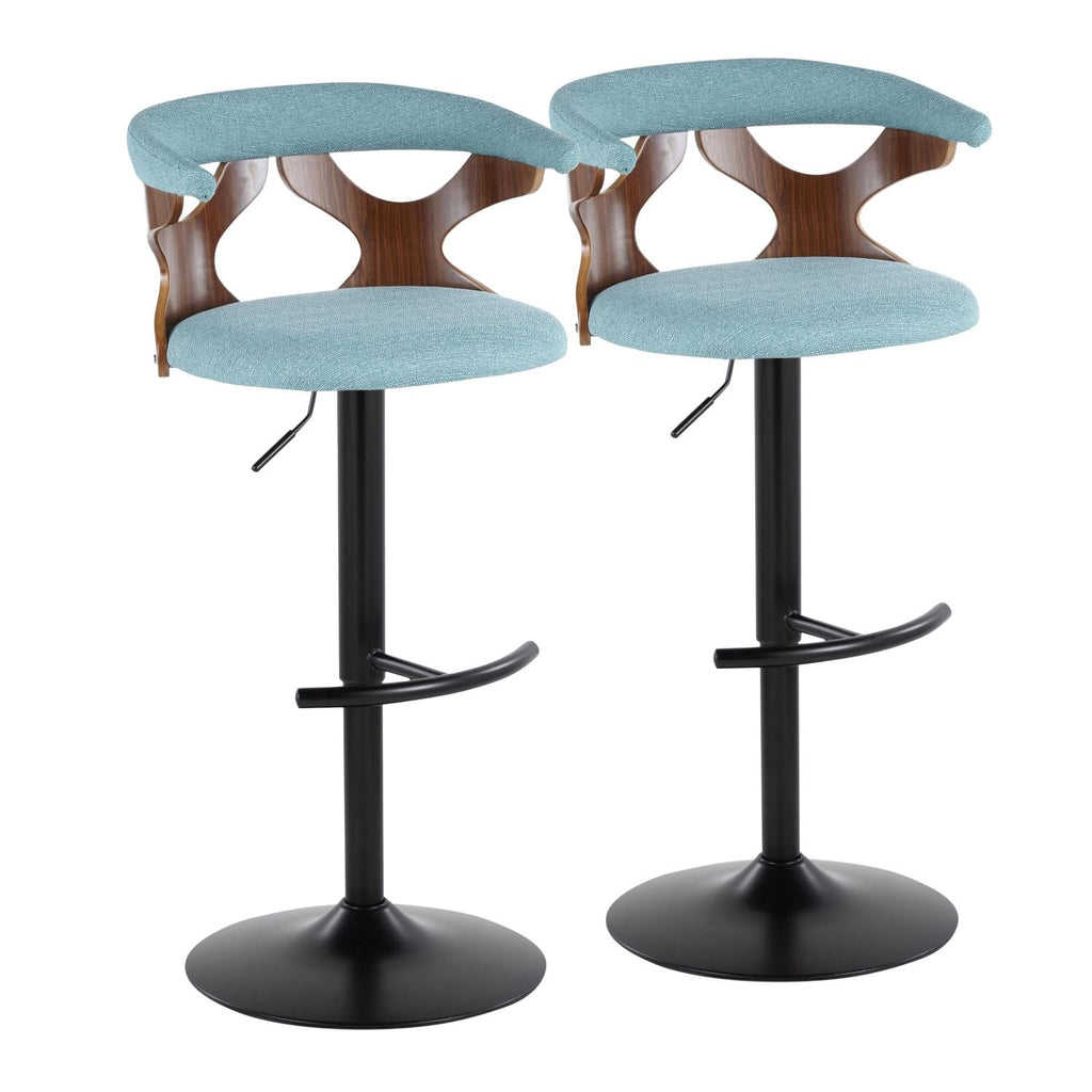 Adjustable Barstool with Metal Wood and Fabric 2-Piece Set P7258