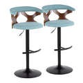 Adjustable Barstool with Metal Wood and Fabric 2-Piece Set P7258