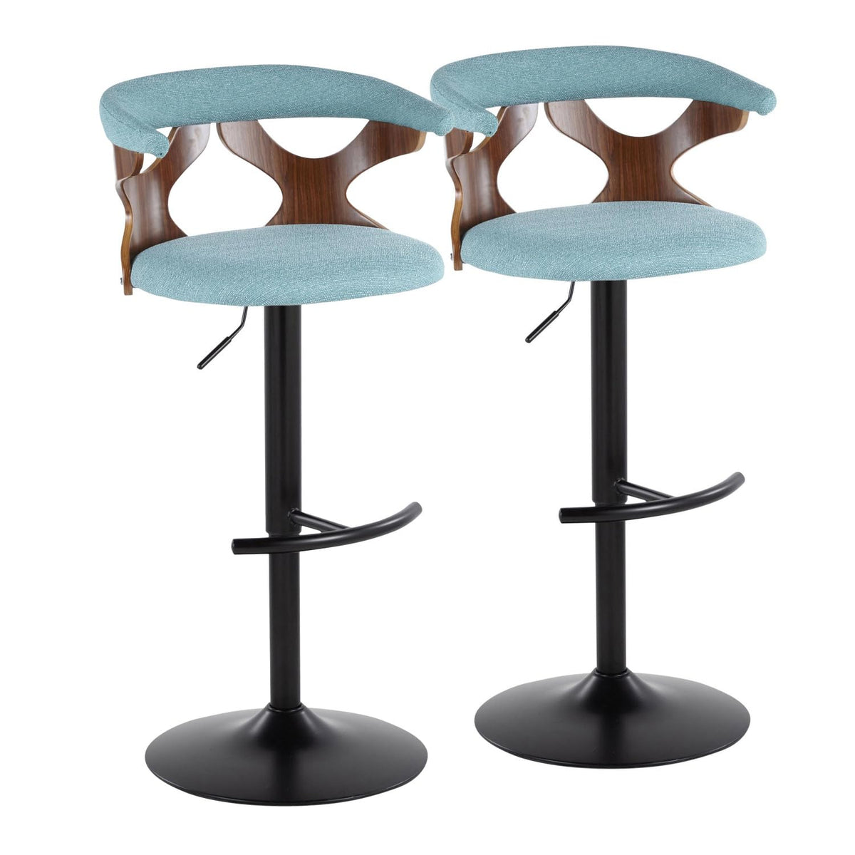 Adjustable Barstool with Metal Wood and Fabric 2-Piece Set P7258