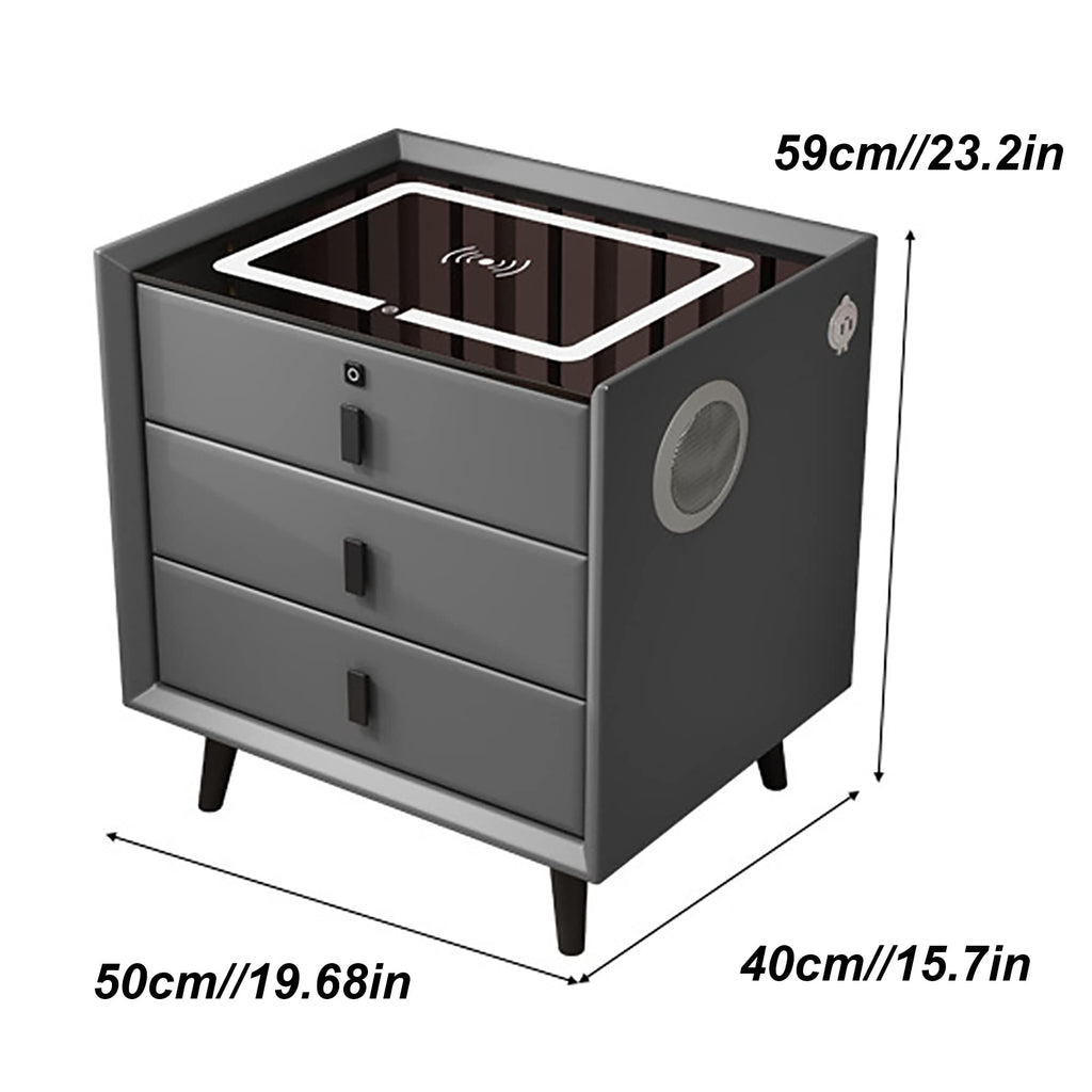 White 3 Drawer Smart Nightstand with Wireless Charging N91124