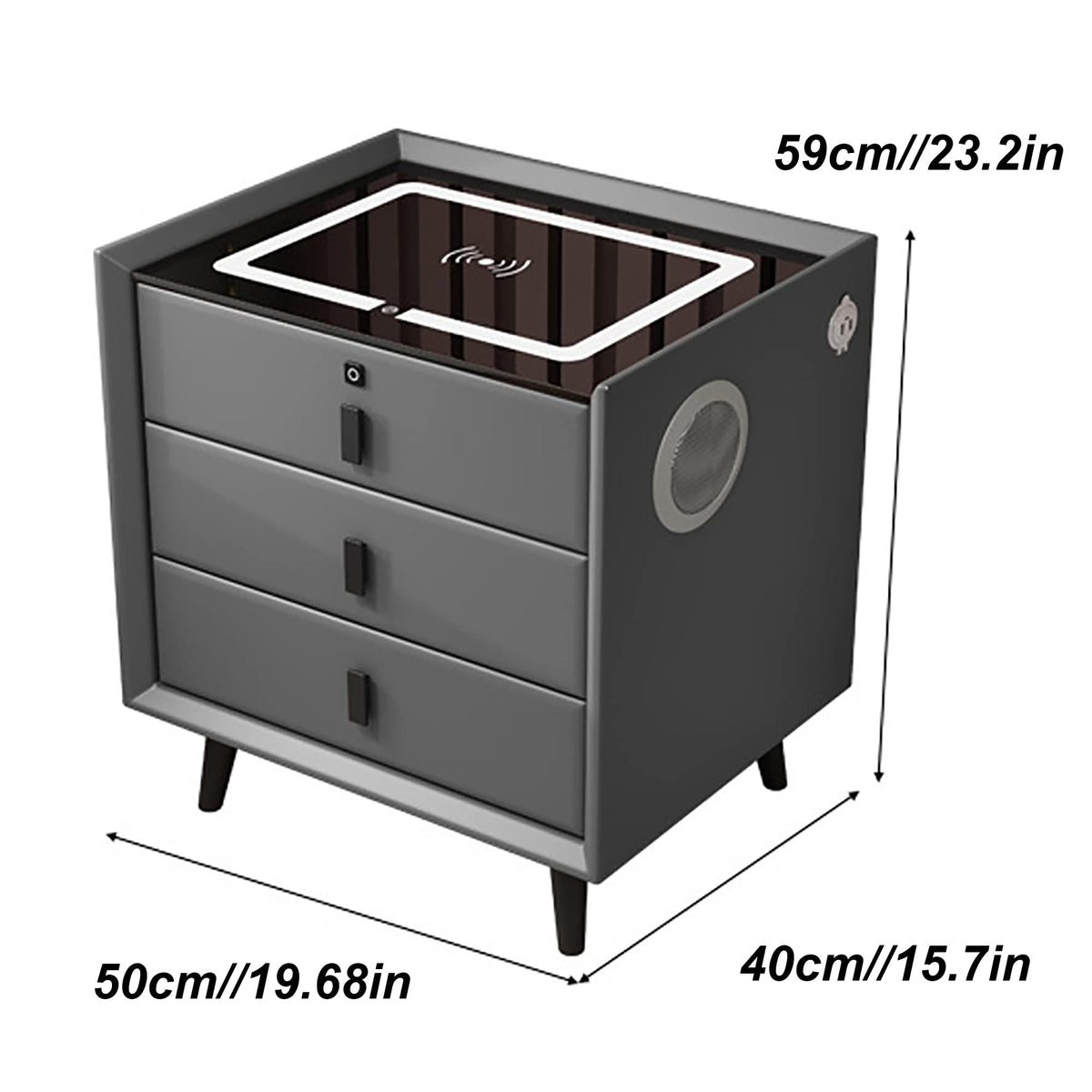 White 3 Drawer Smart Nightstand with Wireless Charging N91124