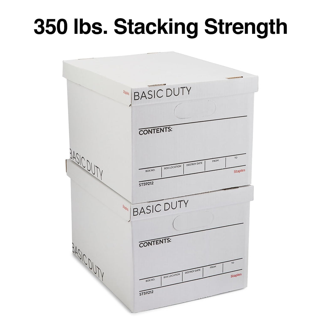 Storage & Filing Box with Handles & Removable Lid, Letter & Legal, Stackable, 20-Pack A6372