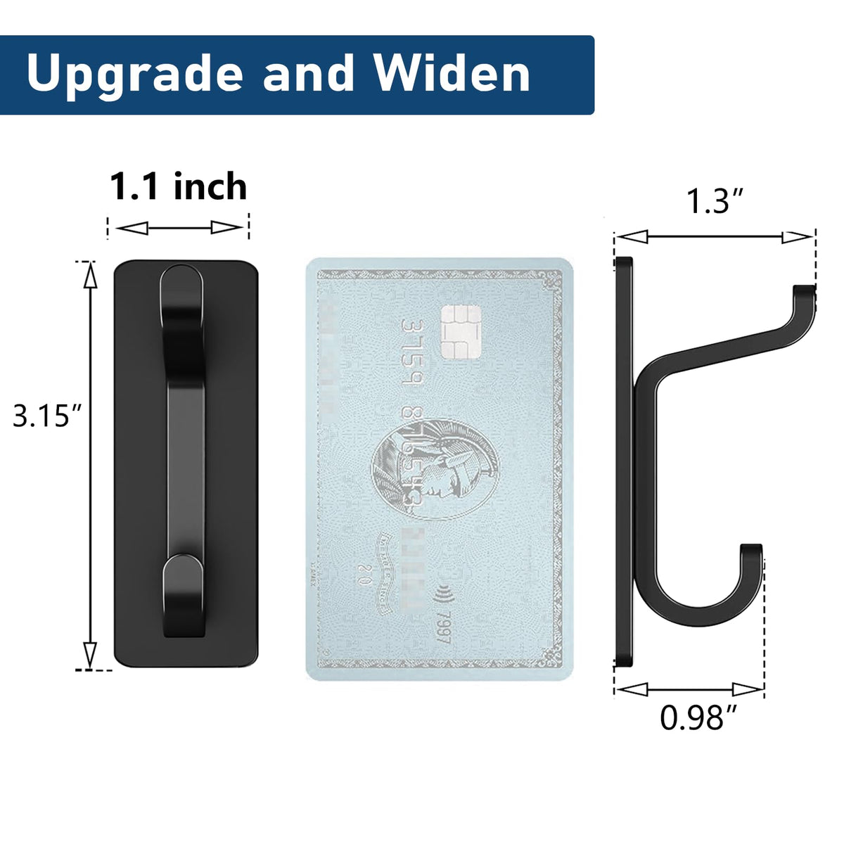Black 4 Pack Stick-on Hooks Y755