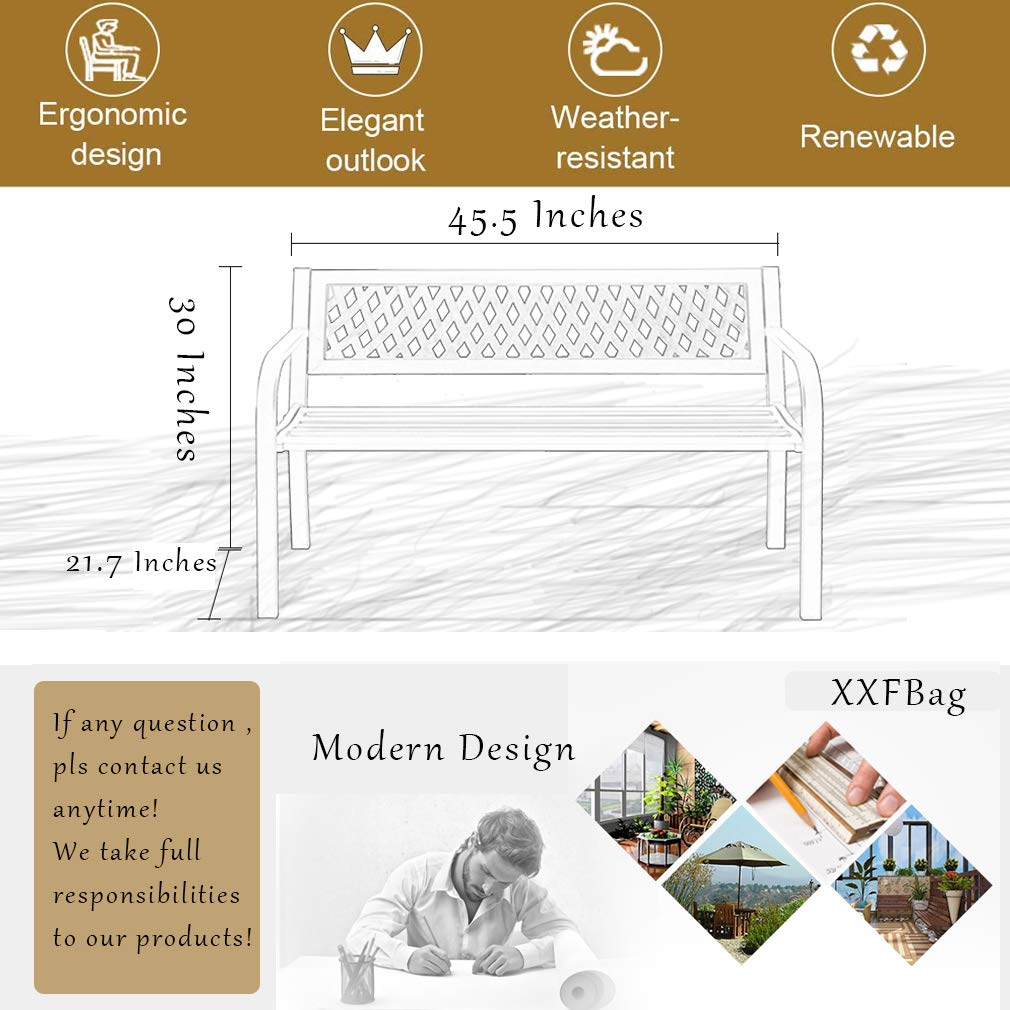Black Metal Outdoor Bench with Armrests P249681