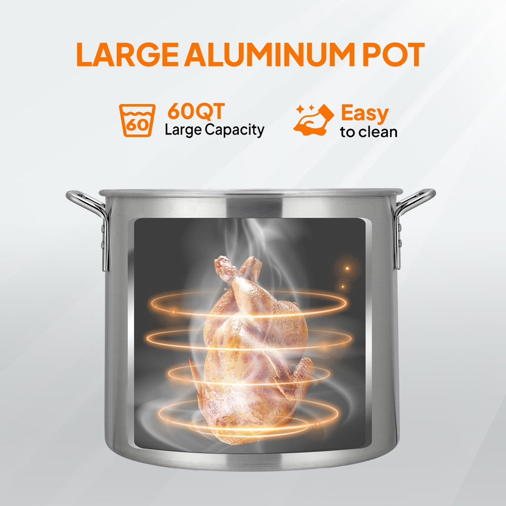 60QT Aluminum Seafood Boil Pot with Basket O4921