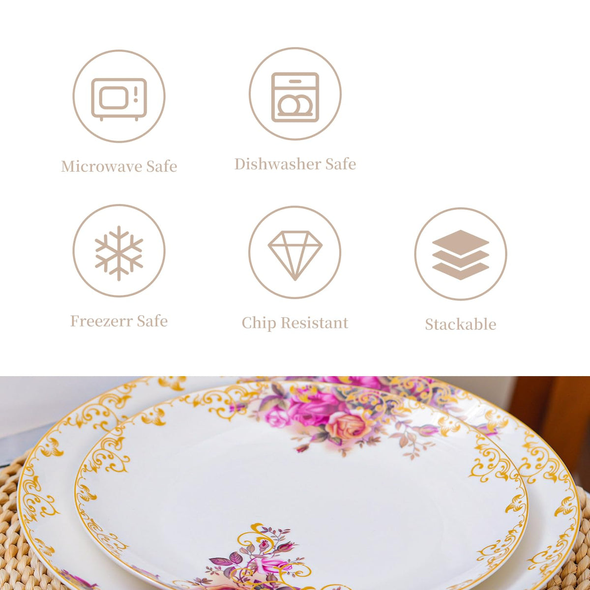 White 12 Piece Porcelain Dinnerware Set P2890