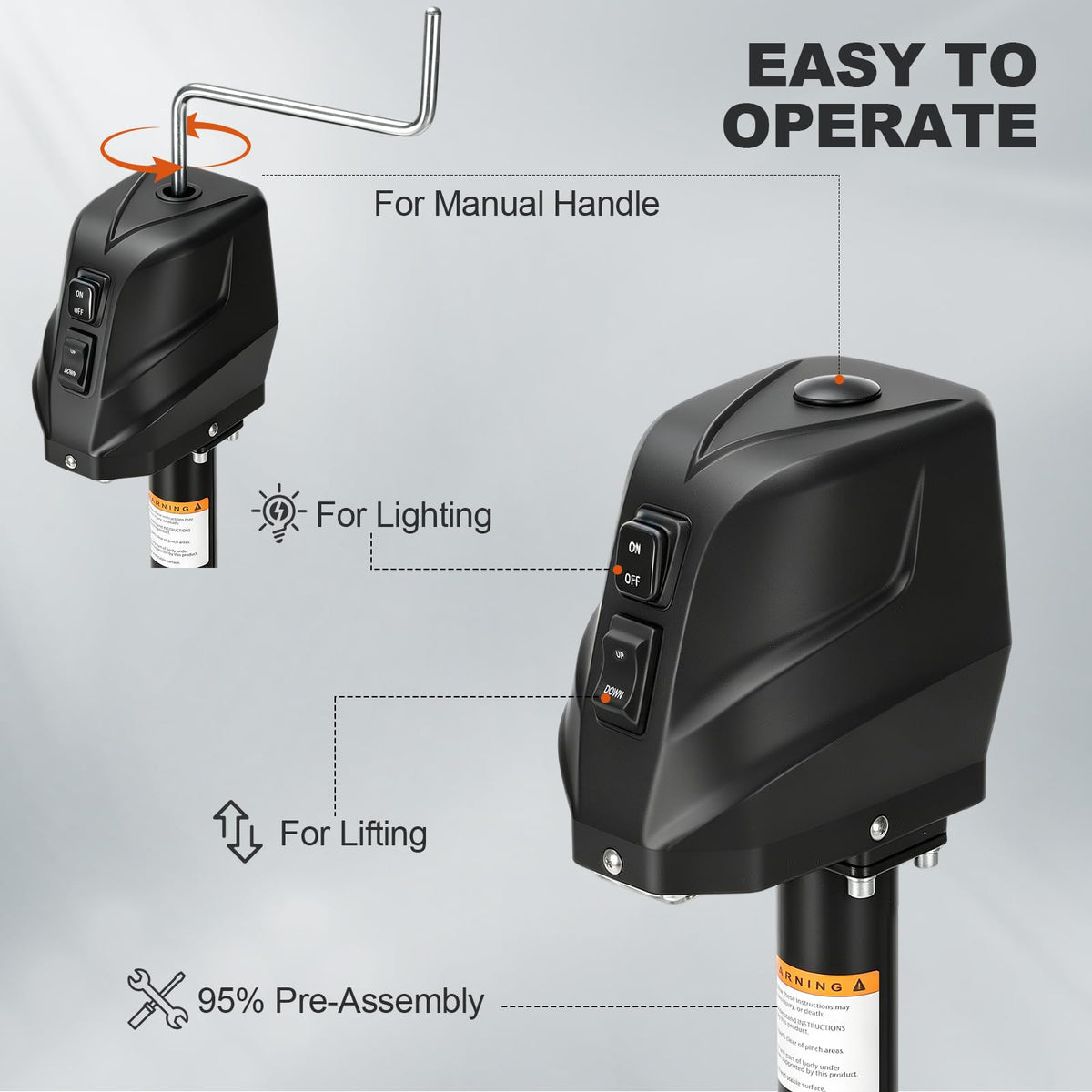 Electric Trailer Jack with Waterproof Cover & LED Light X9267