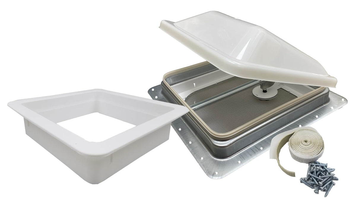 Non Powered RV Roof Vent White Lid 3" Garnish Skylight J412