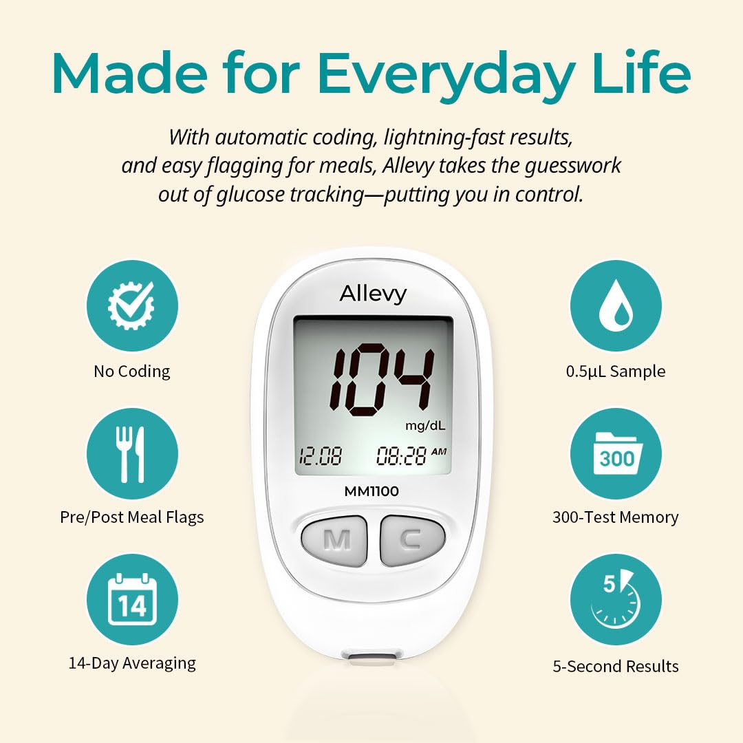 Blood Glucose Monitor Kit with 100 Test Strips and Lancets C314146