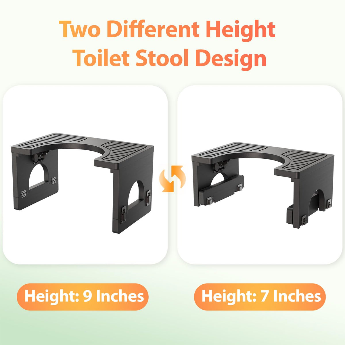 Folding Toilet Stool 7"&9" Adjustable Black K11792