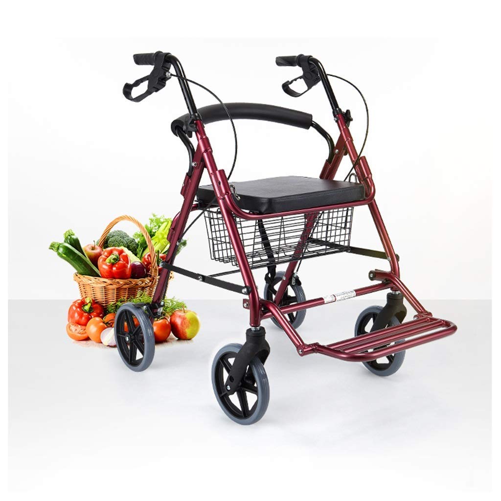 4 Wheeled Folding Rollator Walker with Padded Seat and Backrest W237005
