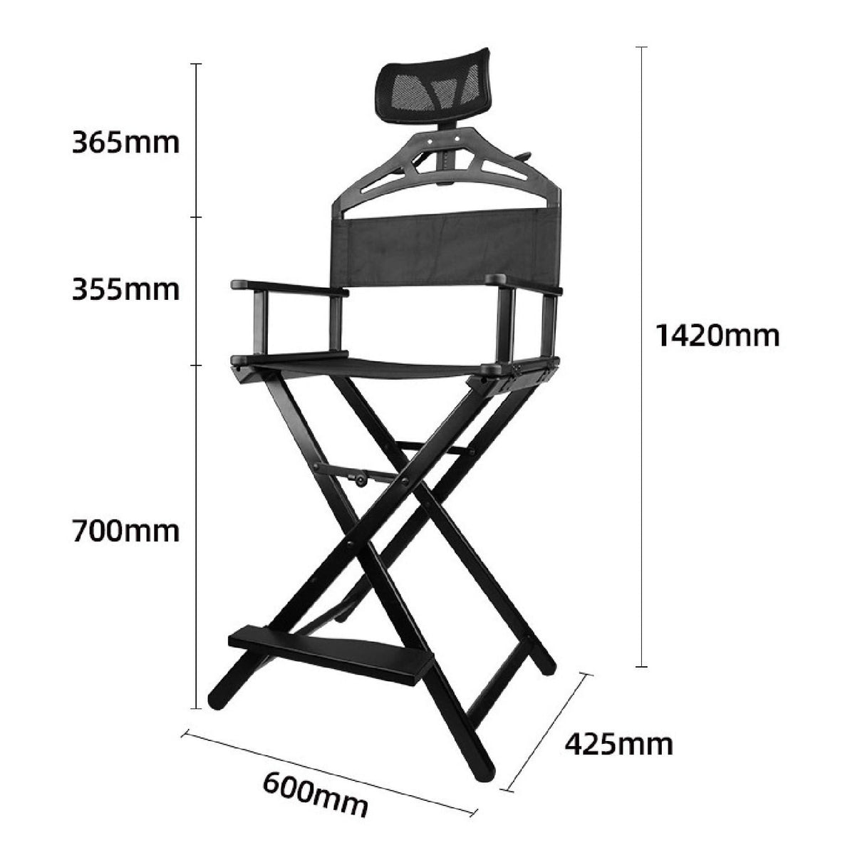 Extra Tall Foldable Makeup Artist Stool Chair with Head Rest T7587