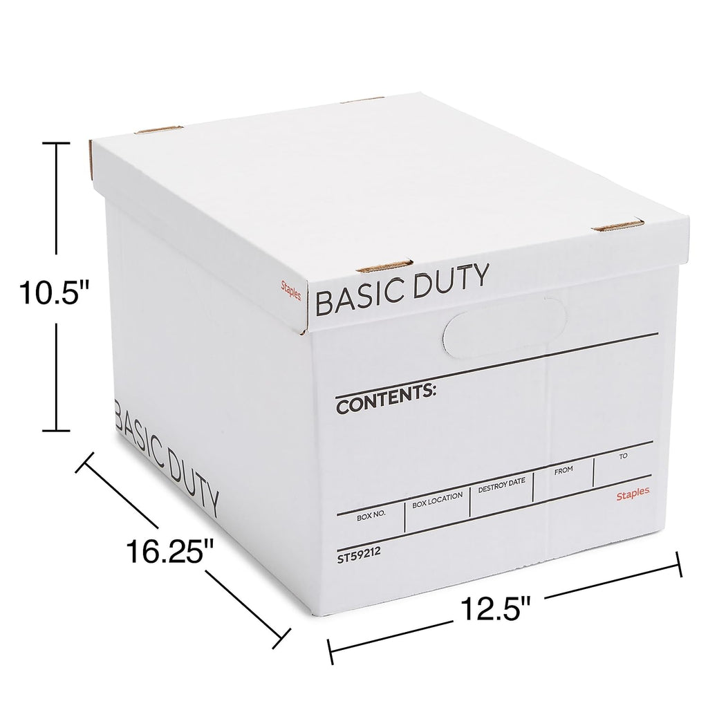 Storage & Filing Box with Handles & Removable Lid, Letter & Legal, Stackable, 20-Pack A6372
