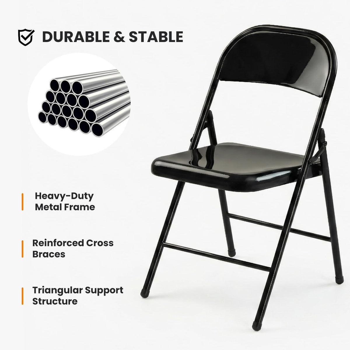 10 Pack Black Metal Folding Chairs K906766