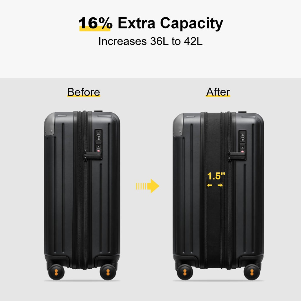 Expandable Hardside Carry on Luggage Black K6769