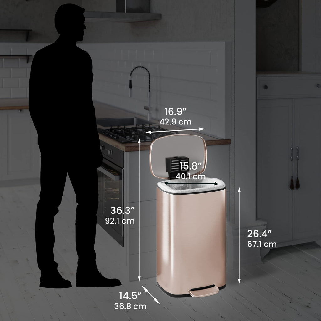 13.2 Gallon Stainless Steel Step Trash Can with Lid L788