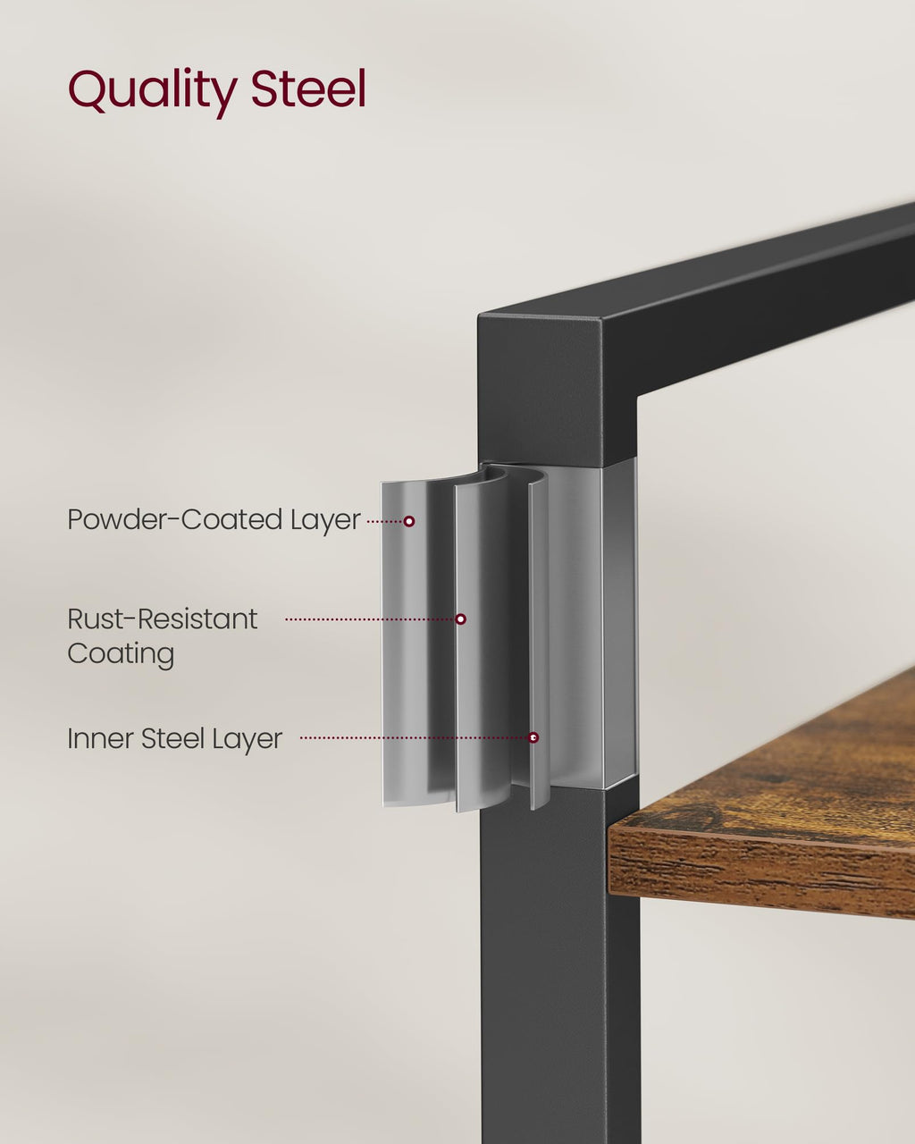 5-Tier Bookshelf with Steel Frame E46578
