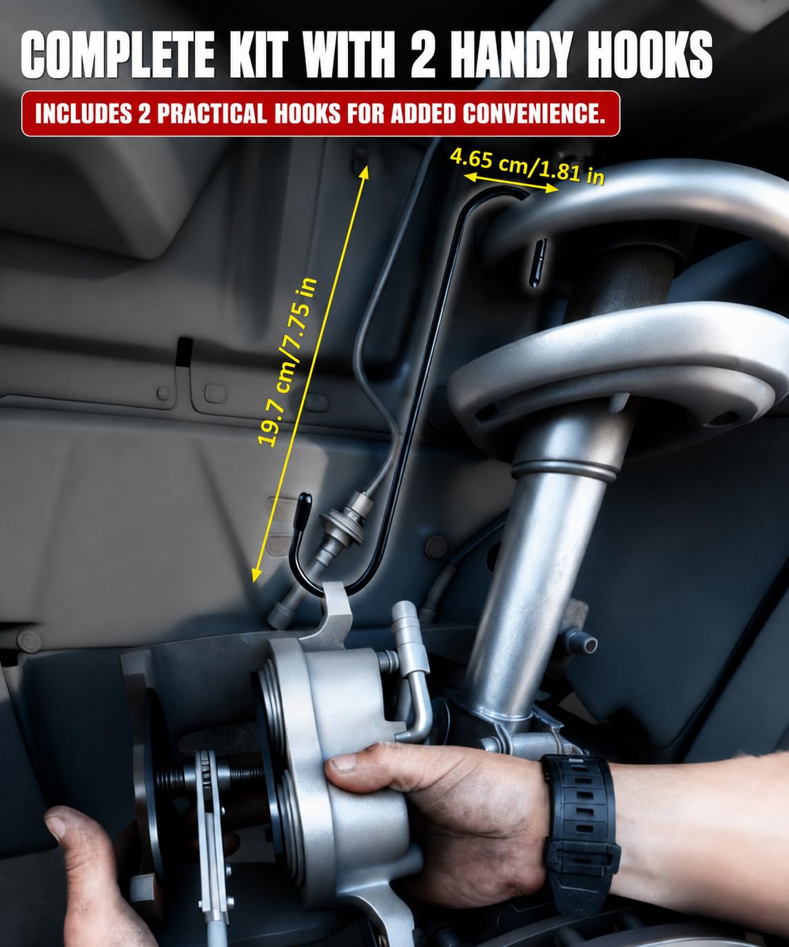 Brake Caliper Compression Tool with 2 Steel Plates and 2 Hooks B2878