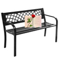 Black Metal Outdoor Bench with Armrests P249681