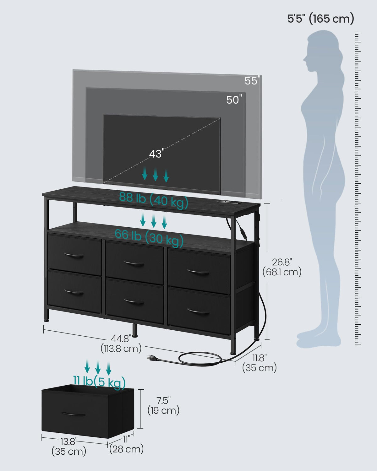 Wide Dresser with 6 Drawers & Open Shelf I981