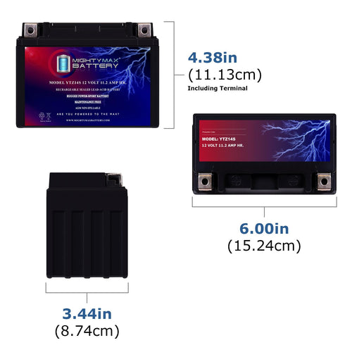 12 Volt 11.2 AH 230 CCA Rechargeable Maintenance Free SLA AGM Motorcycle Battery Pack of 2 E99501