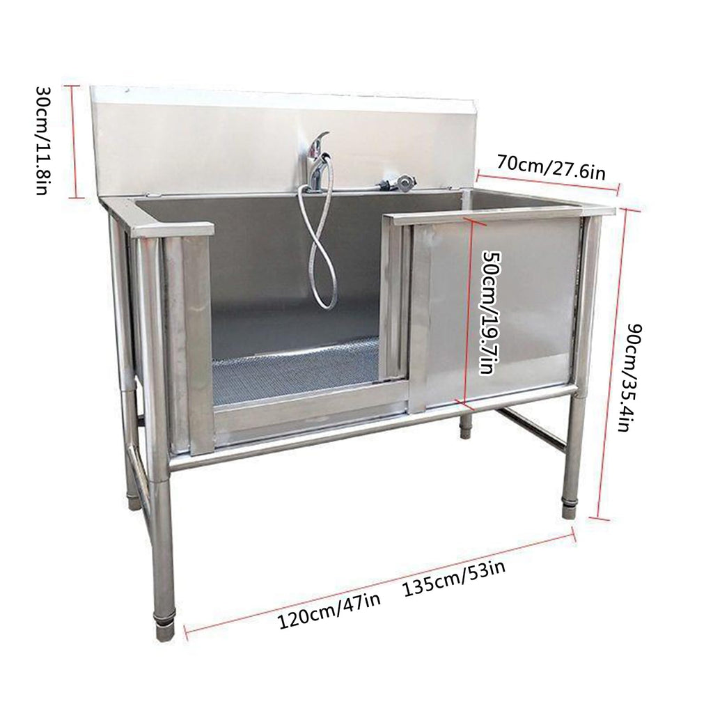 53'' Stainless Steel Pet Grooming Tub with Walk-in Stairs S206