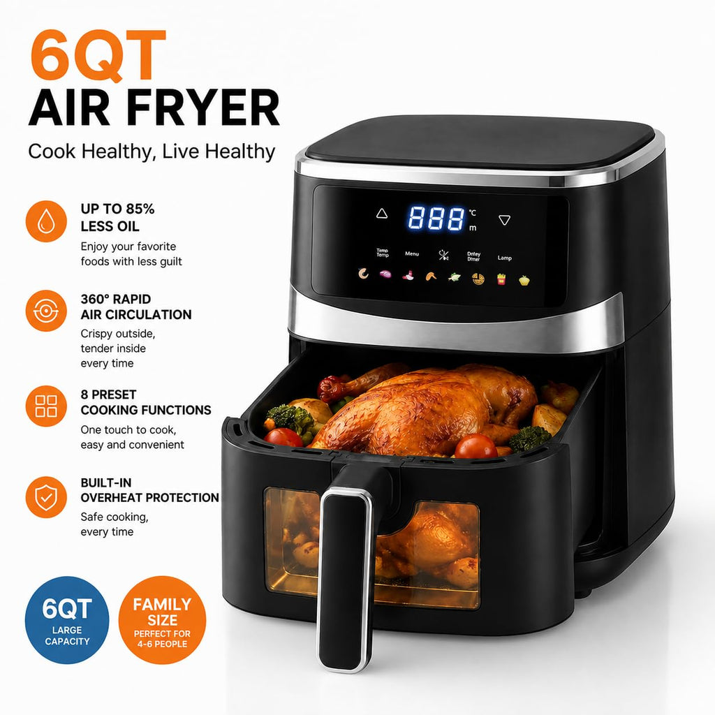 6QT Digital Air Fryer with Touchscreen Y648