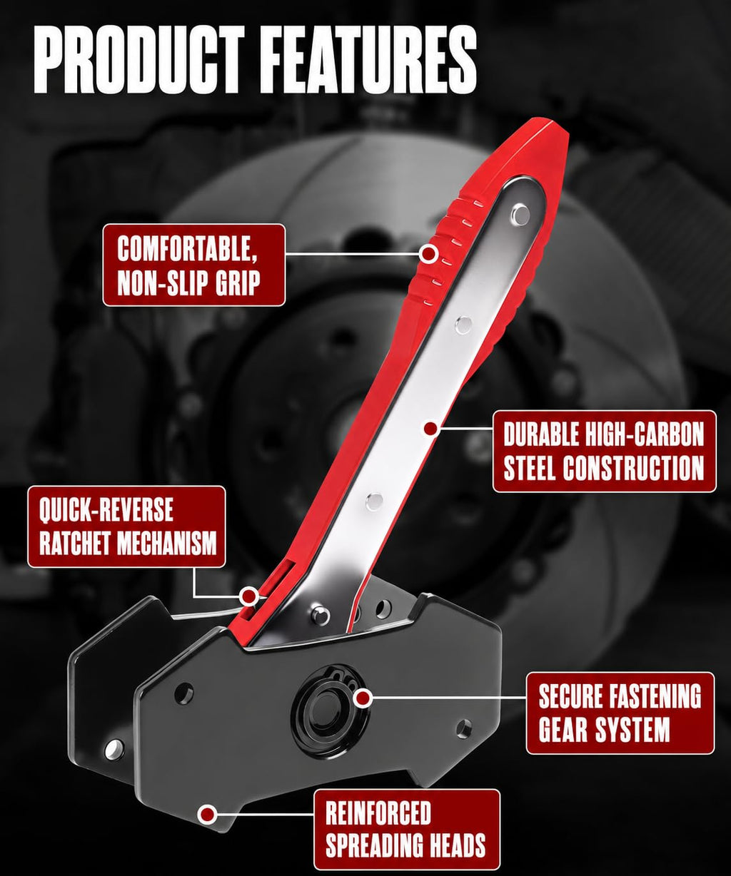 Brake Caliper Compression Tool with 2 Steel Plates and 2 Hooks B2878