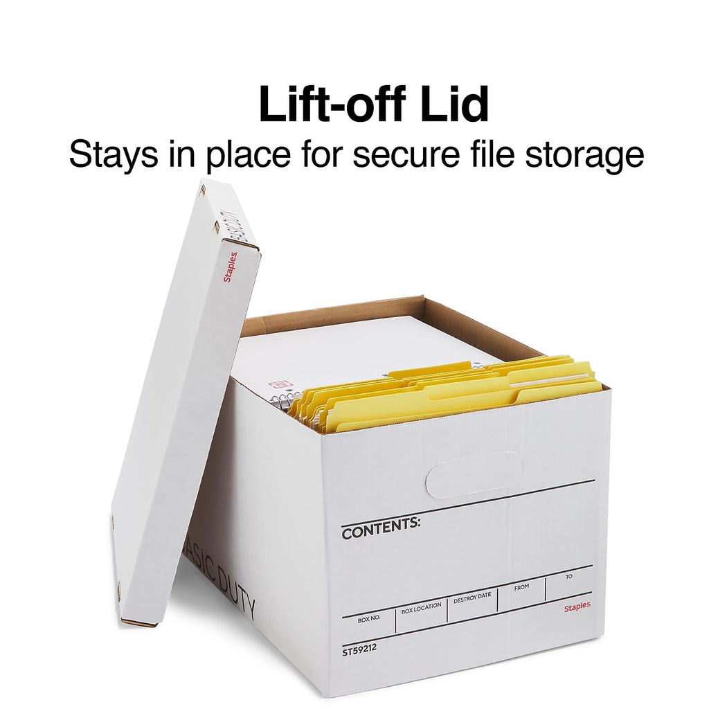 Storage & Filing Box with Handles & Removable Lid, Letter & Legal, Stackable, 20-Pack A6372