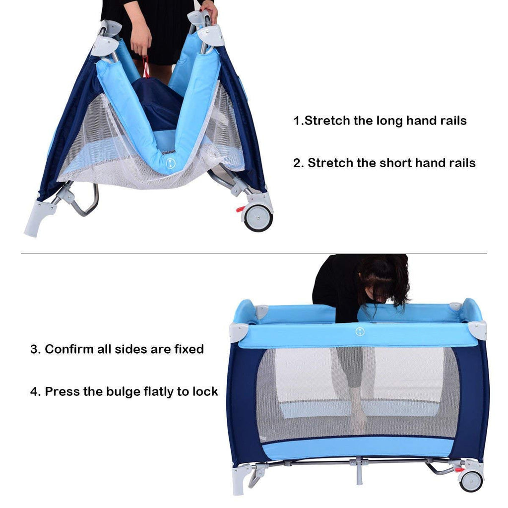 4-in-1 Portable Baby Playard with Bassinet and Changing Table E2452