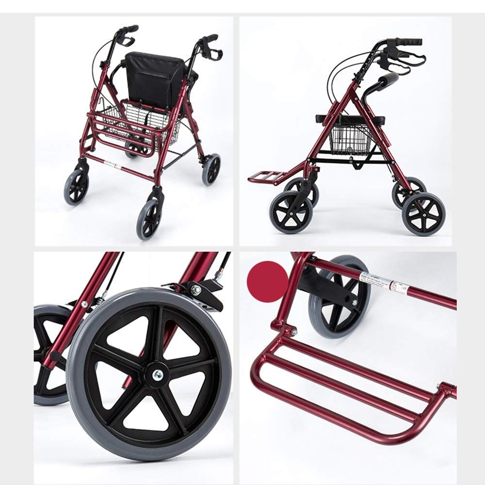 4 Wheeled Folding Rollator Walker with Padded Seat and Backrest W237005