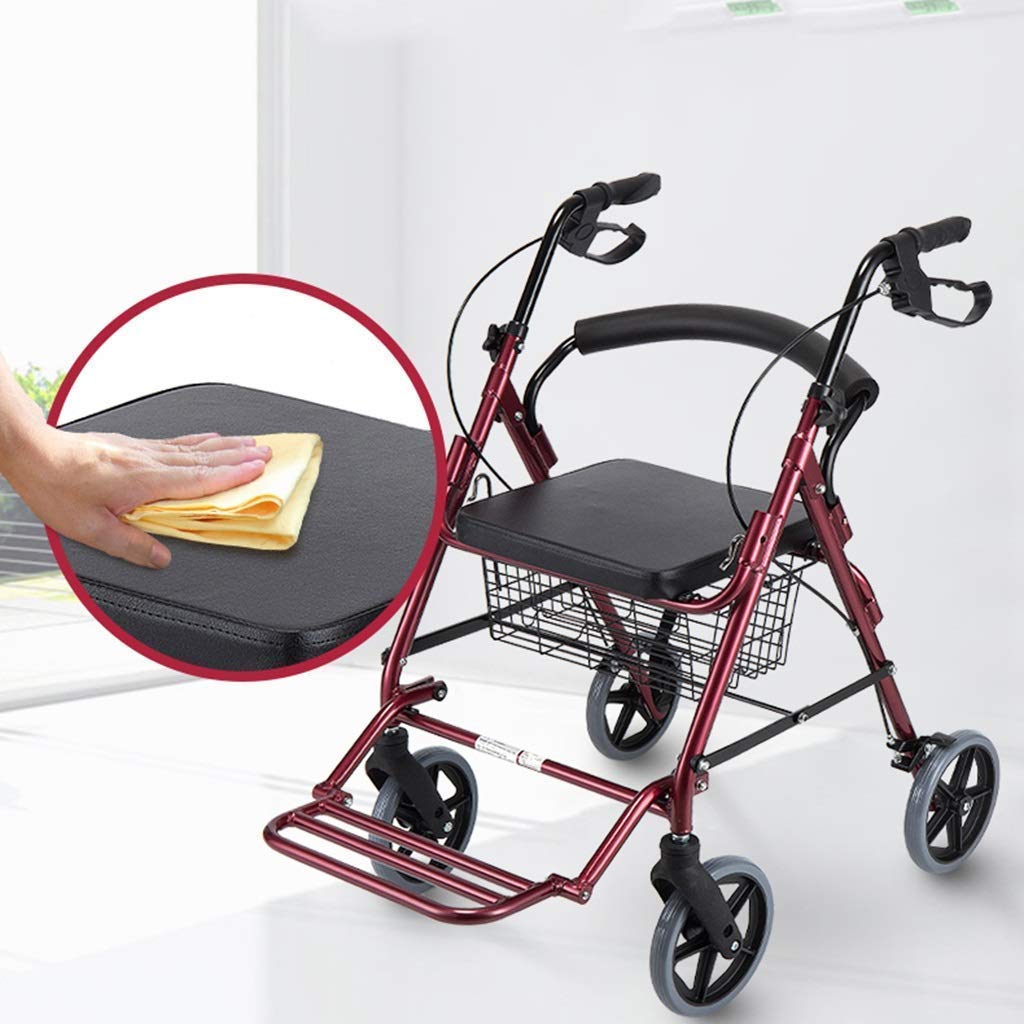 4 Wheeled Folding Rollator Walker with Padded Seat and Backrest W237005