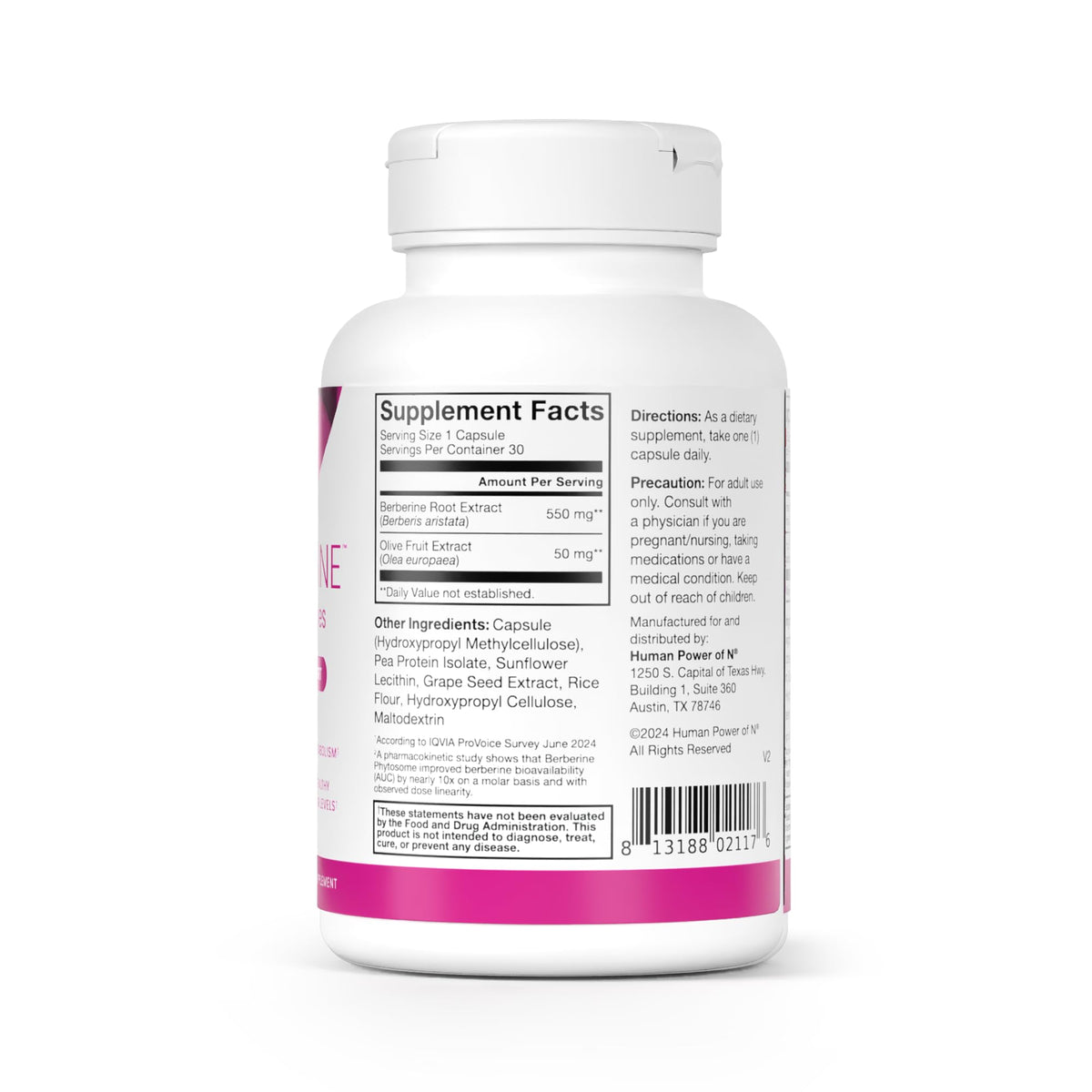 550mg Berberine Capsules 30 Ct L314